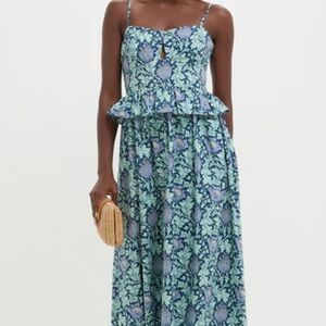 NWT-Tuckernuck Blue Leafy Floral Midi Dress. Size small